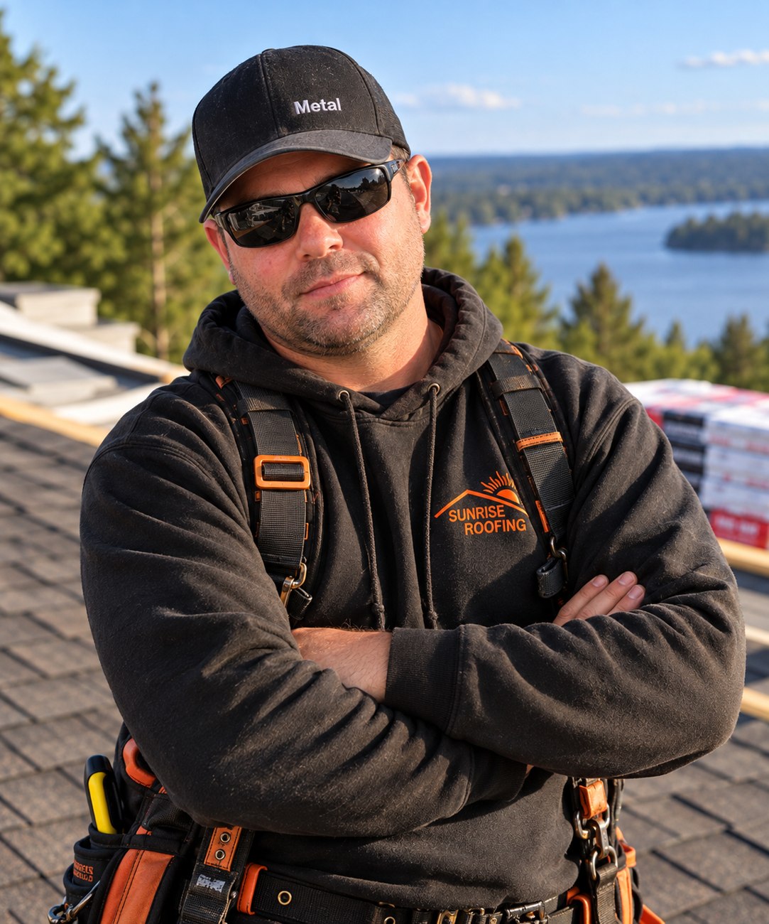 Jim Stewart of Sunrise Roofing, on a roofing job site